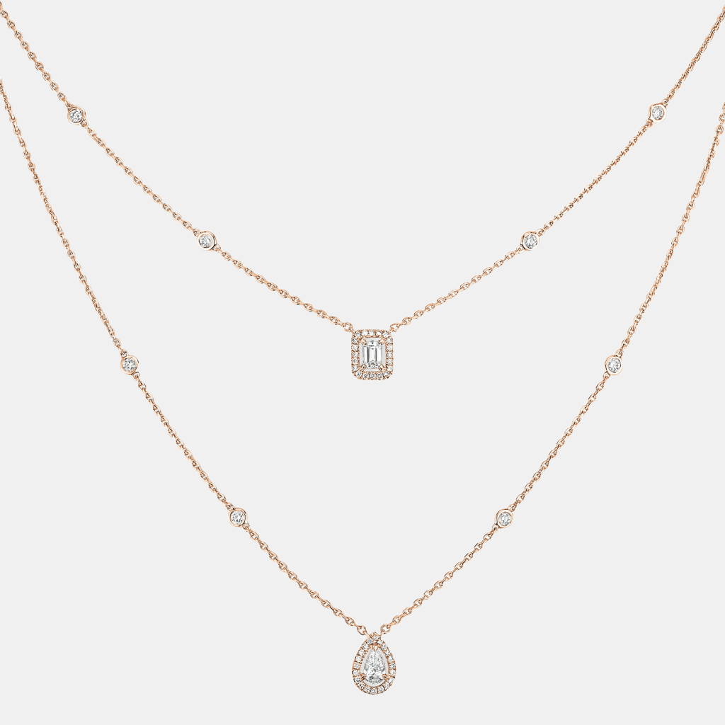 Collier My Twin 2 Rangs Or rose Diamant 0.2ct