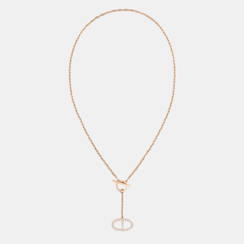 Pendentif Chaîne d'Ancre Grand modèle Or rose Diamant 0.3 ct