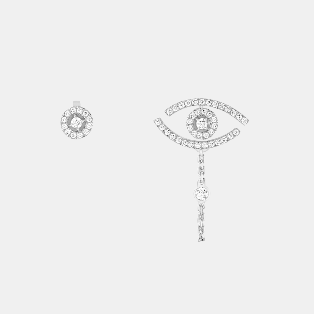 Boucles d'oreilles Lucky Eye Pavé Or blanc Diamant 0.03ct