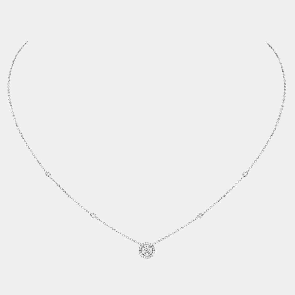 Collier Joy Rond Or blanc Diamant 0.2ct