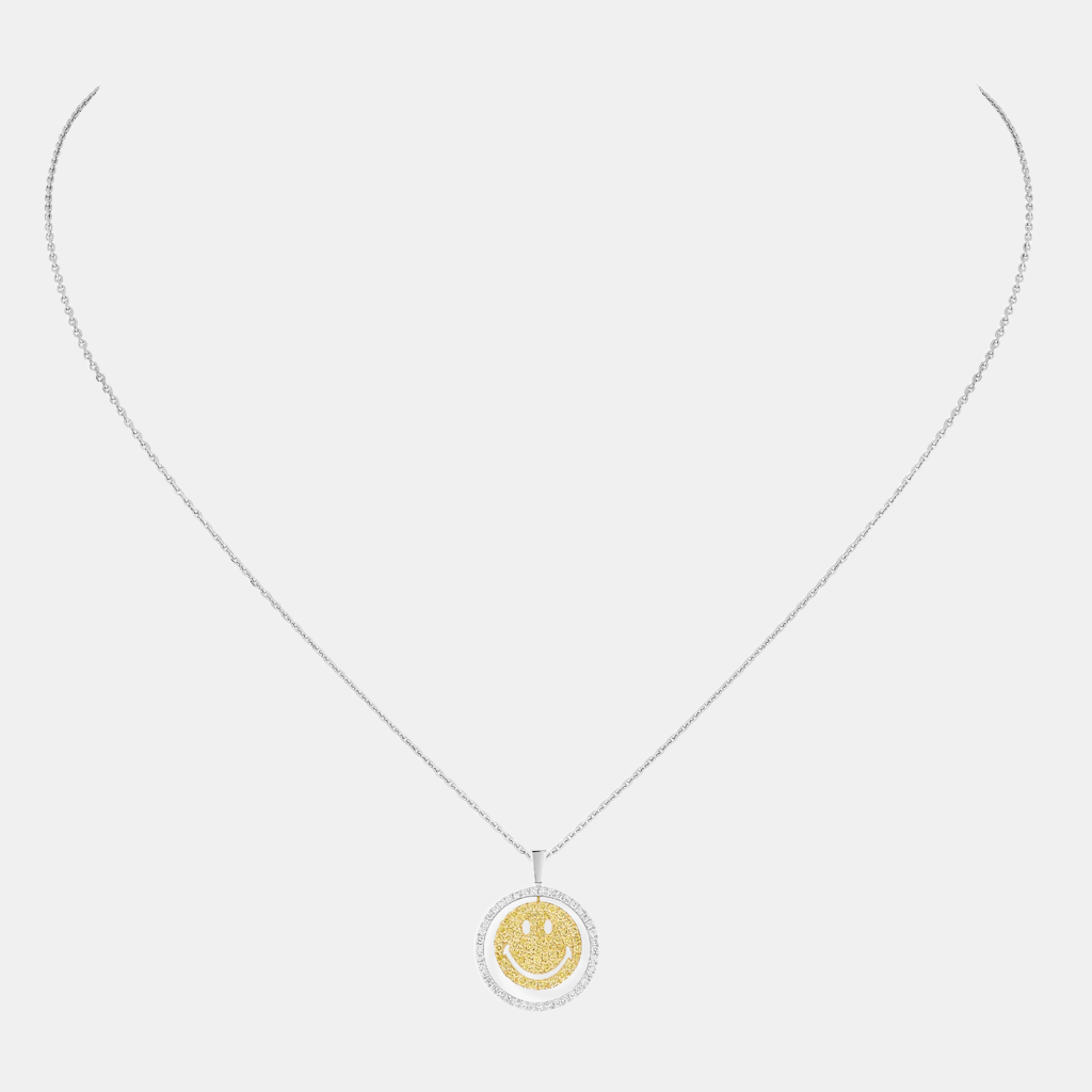 Collier Smiley Or blanc Diamant 0.45ct