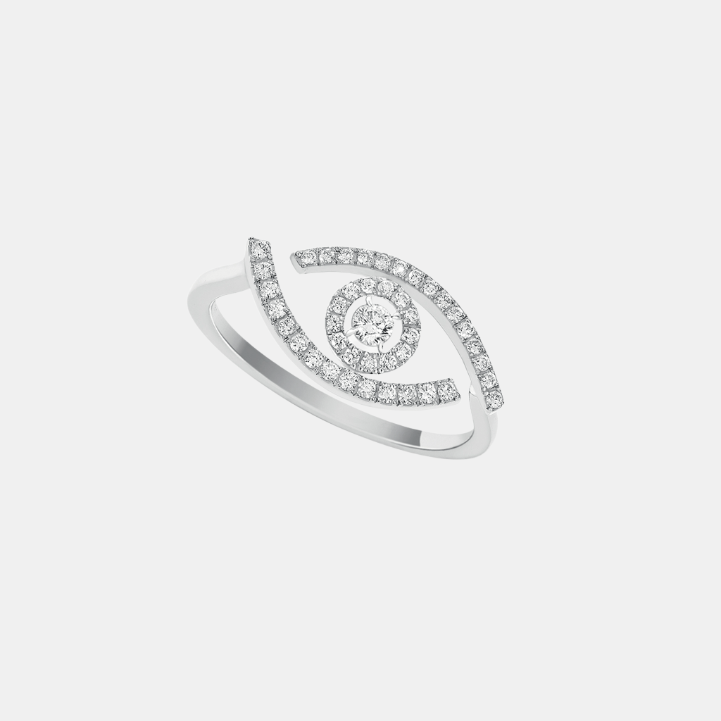 Bague Lucky Eye Pavé Or blanc Diamant 0.03ct