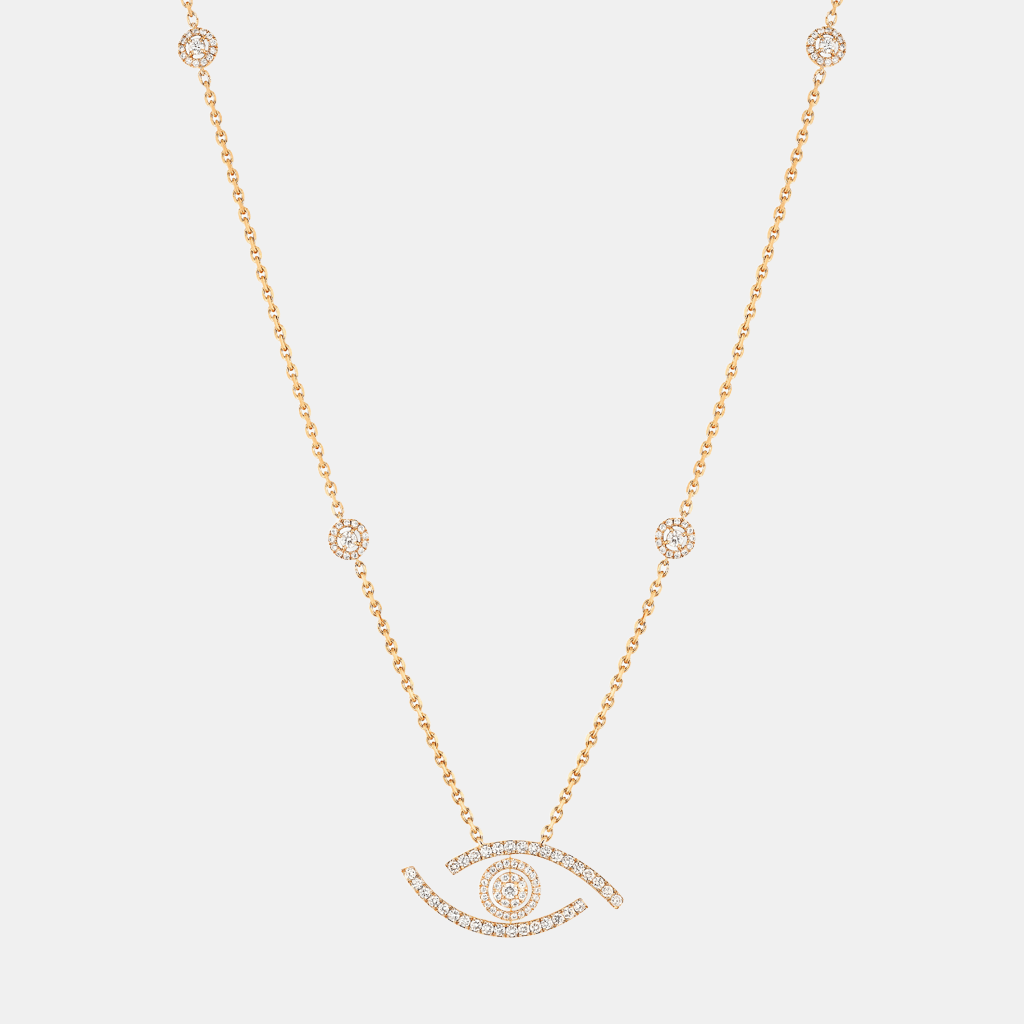 Collier Lucky Eye Pavé L Or jaune Diamant 0.03ct