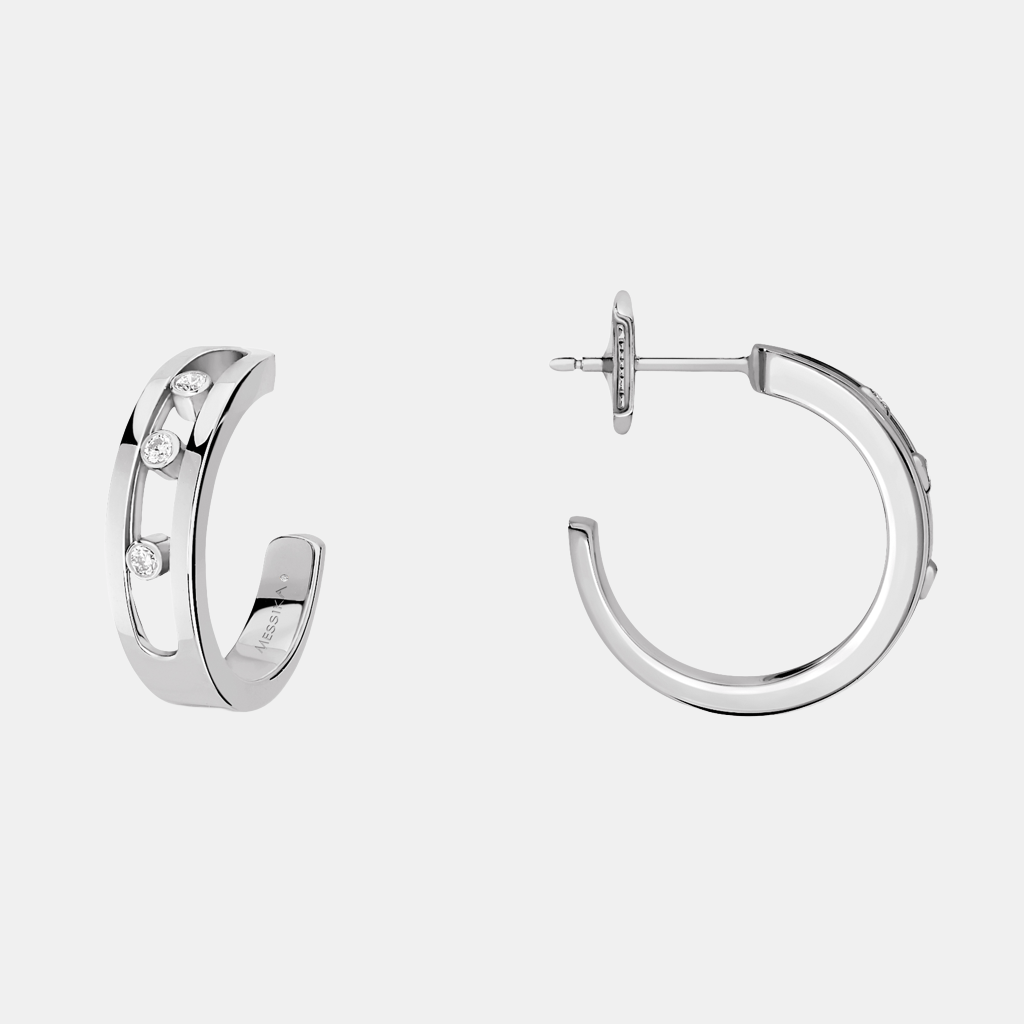 Boucles d'oreilles Move Or blanc Diamant 0.09ct