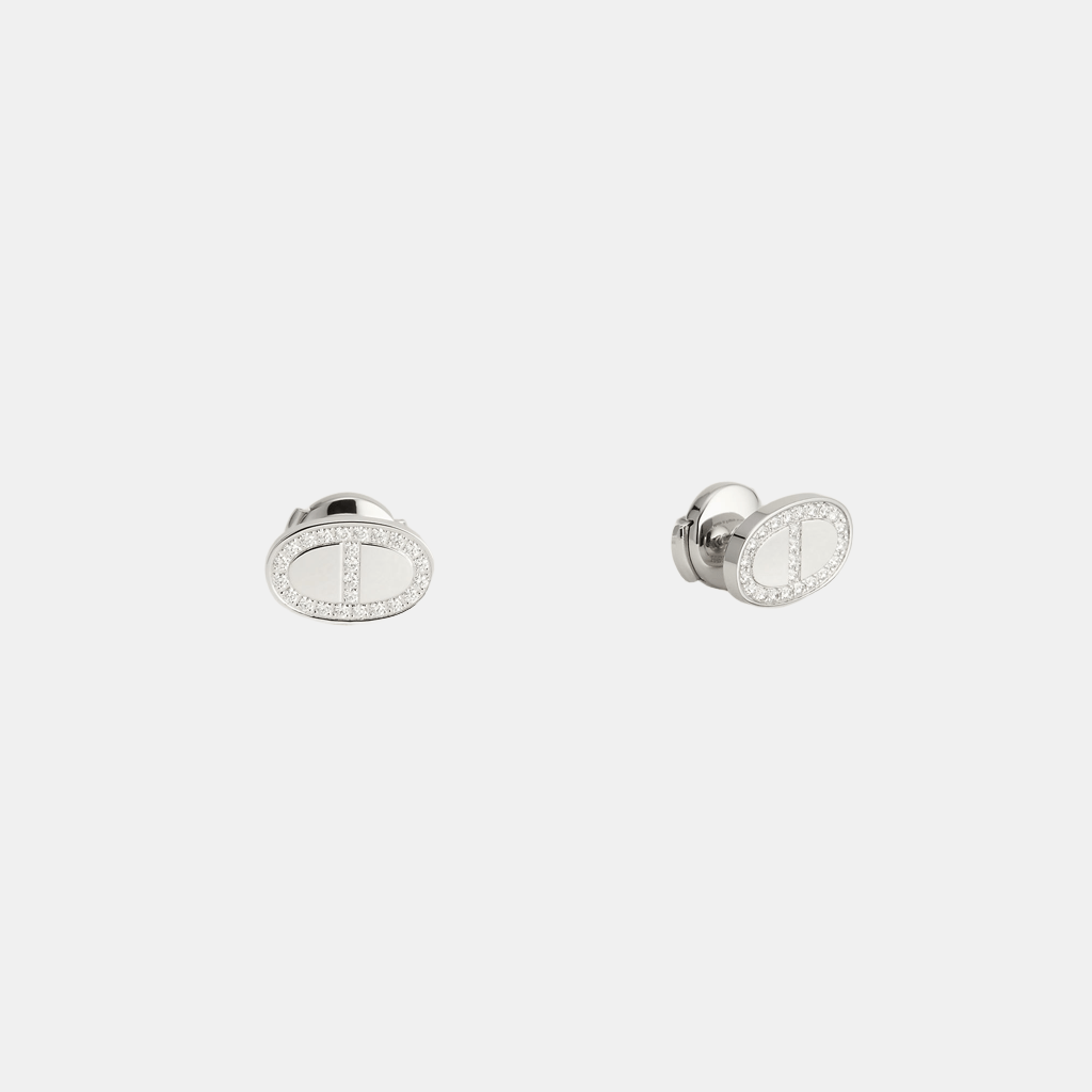 Boucles d'oreilles Chaîne d'Ancre Or rose Diamant 0.18 ct
