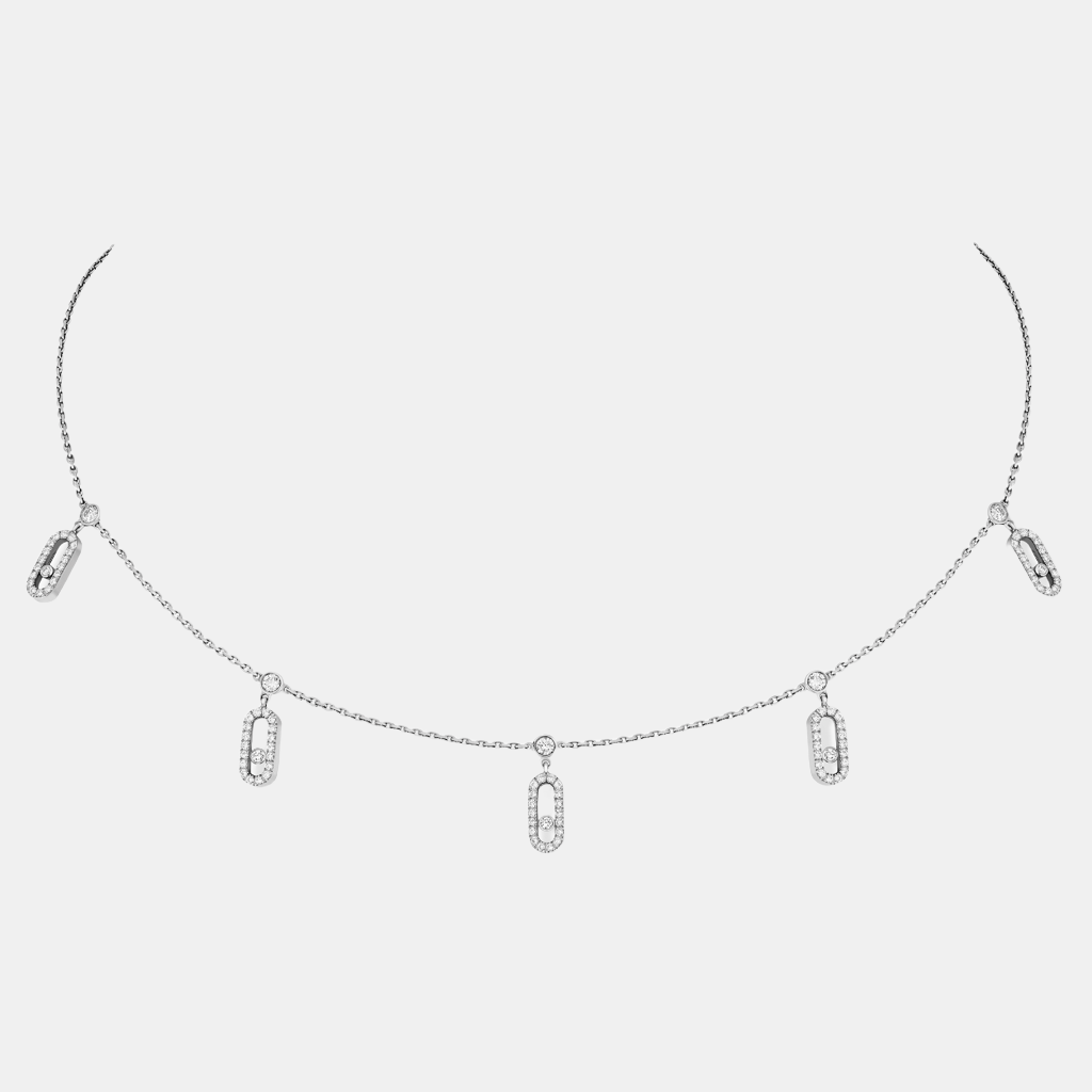 Collier Move Uno Pavé Pampille Or blanc Diamant 0.61ct