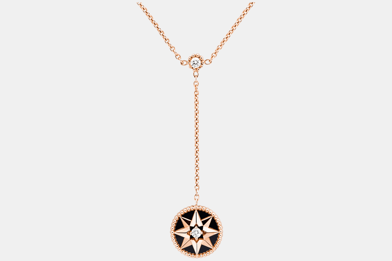 Collier Rose des Vents Or rose Mixte 0.10 ct