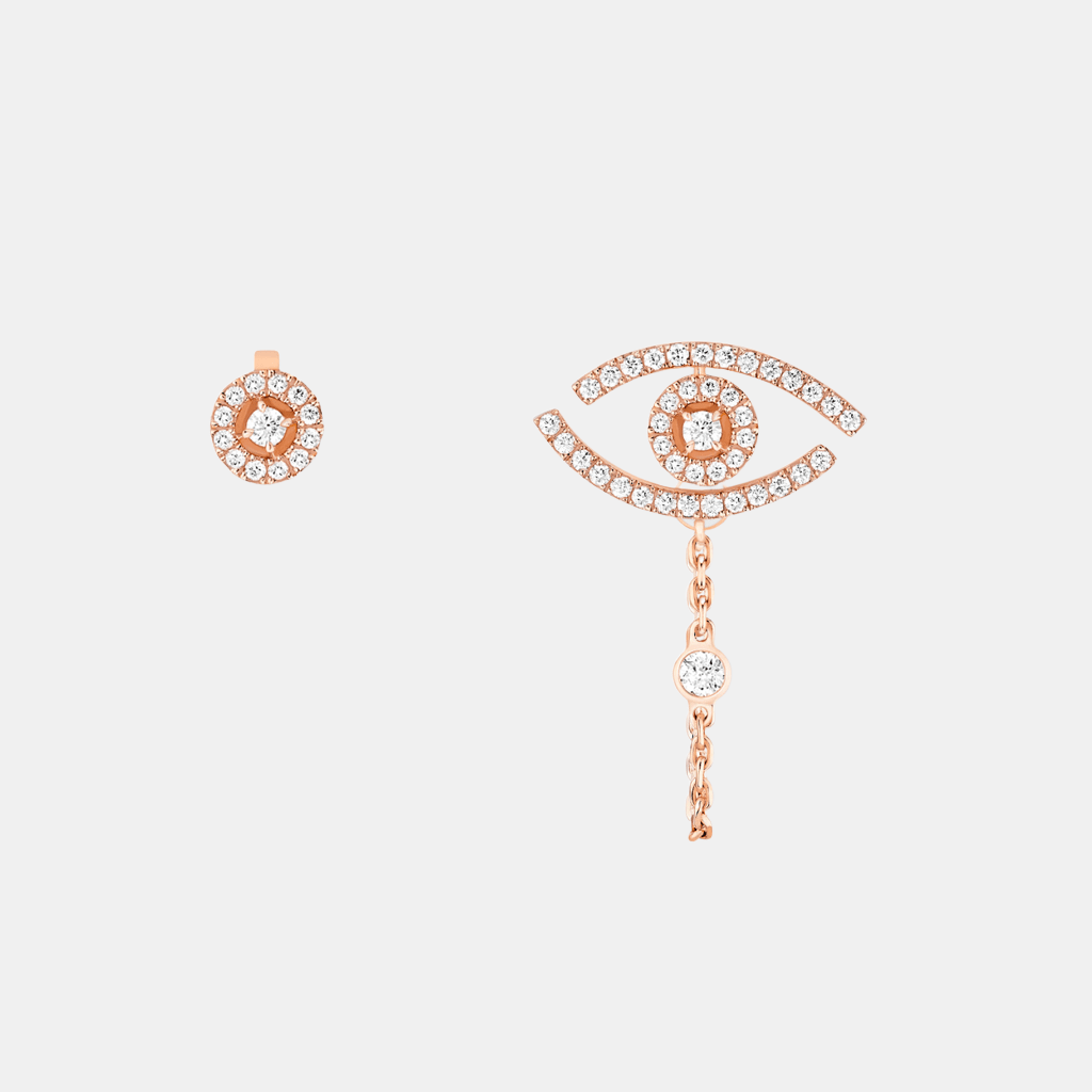 Boucles d'oreilles Lucky Eye Pavé Or rose Diamant 0.03ct