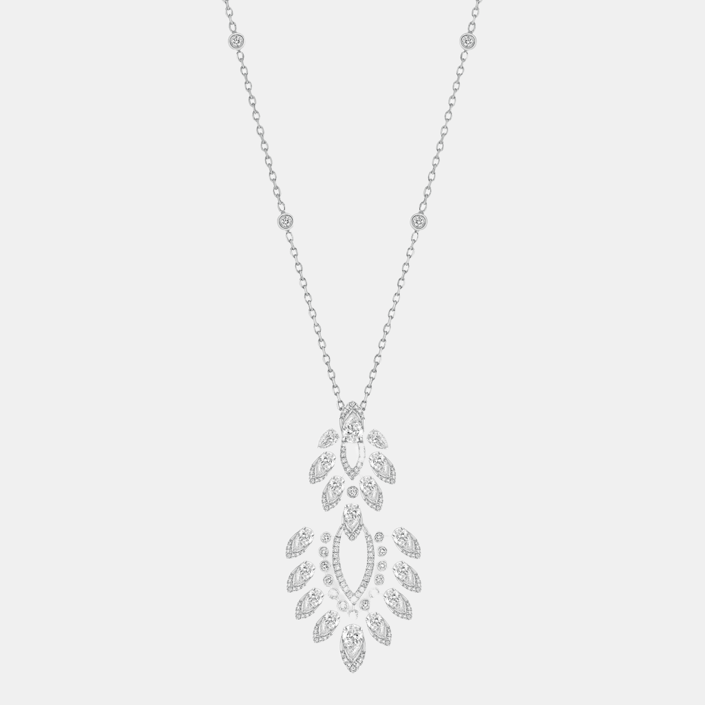 Collier Desert Bloom Long Or blanc Diamant 3.5ct