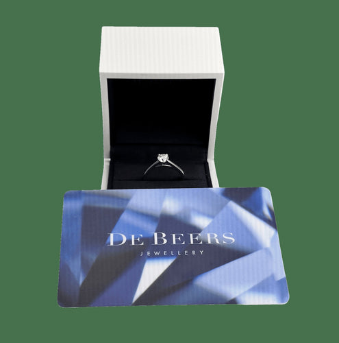 Bague 48 De Beers DB Classic - Solitaire en platine avec diamant 0,40 ct H-SI2 58 Facettes FB08388