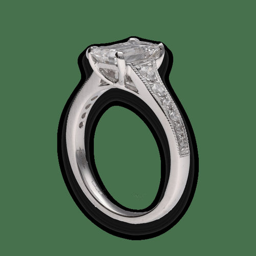 Bague 52 Solitaire - Bague en or gris 18 carats avec diamant taille émeraude 1,51 ct 58 Facettes FB09091-FB09120