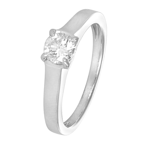 Bague 53 Solitaire - Bague en or blanc 18 carats et diamant taille brillant 58 Facettes 61000368