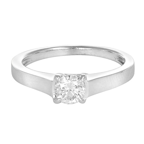 Bague 53 Solitaire - Bague en or blanc 18 carats et diamant taille brillant 58 Facettes 61000368