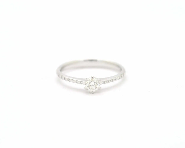 Bague Recarlo - Bague solitaire en or blanc 18 ct avec diamants 0,30 ct 58 Facettes 8741