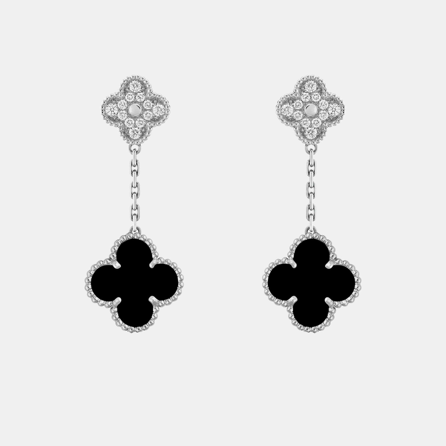 Boucles d'oreilles Magic Alhambra Or blanc Diamant 0.97ct 2 motifs