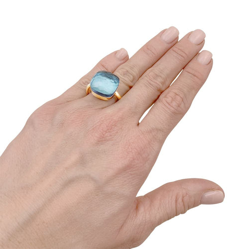 Bague 49 Pomellato Nudo Maxi - Bague en or rose et blanc et topaze bleue 58 Facettes 35352