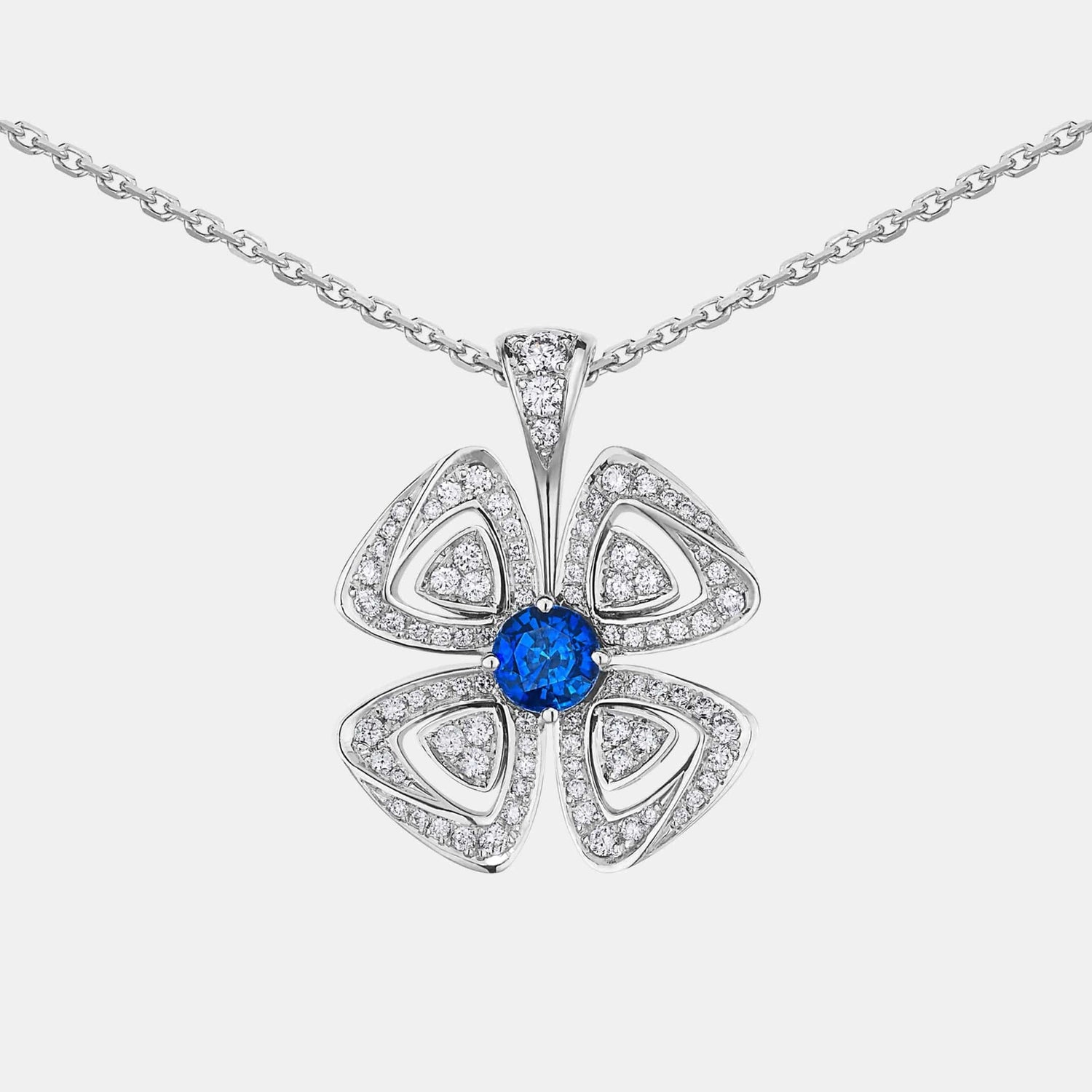 Collier Fiorever Or blanc Saphir 0.43ct