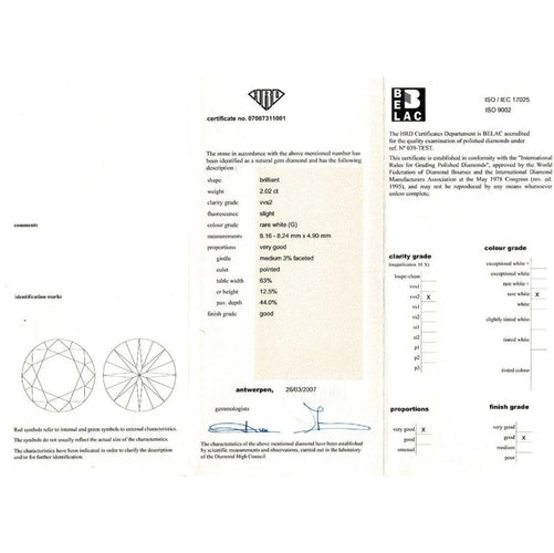 Bague 49 Bague en platine 950 sertie d’un diamant 2,02 ct HRD 58 Facettes 30455