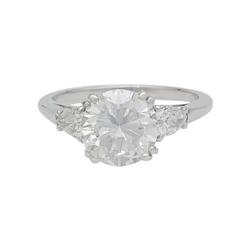 Bague 53 Bague solitaire en platine 950 avec diamant 2 ct et poires 58 Facettes 31592