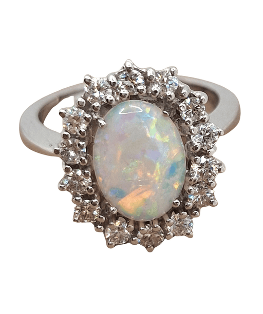 Opal Ring in white gold and diamonds 58 Facettes