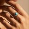 Bague 55 Bague Biedermeier - Bague en or jaune 14K avec turquoises et diamants 58 Facettes 3230-7