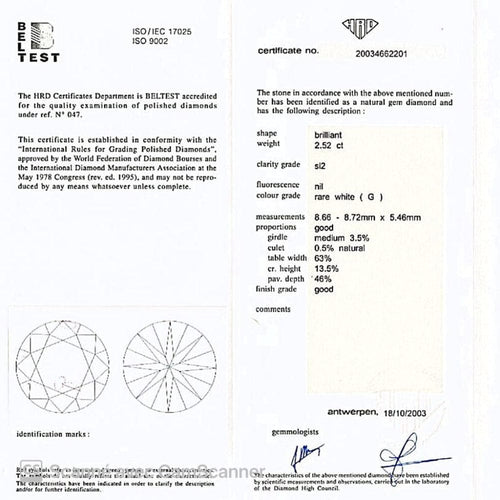 Bague 54 Bague diamant 2,52 ct en or blanc 750 58 Facettes 31503