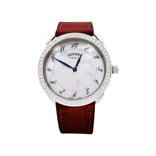 Montre Hermès Arceau - Montre en acier avec diamants 58 Facettes 35304
