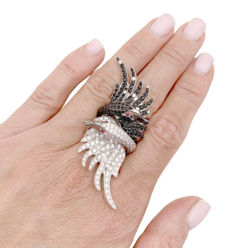 Bague 51 Boucheron Animaux de Collection - Bague Cypris, le Cygne en or blanc, saphirs, diamants 58 Facettes 34866