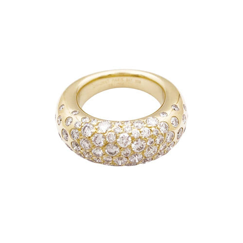 Bague 53 Chaumet Grains de Caviar - Bague jonc en or jaune et diamants 58 Facettes 34895
