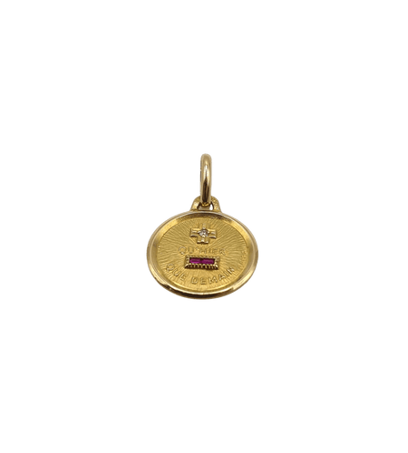 Pendentif Pendentif or jaune serti d’un diamant et rubis 58 Facettes