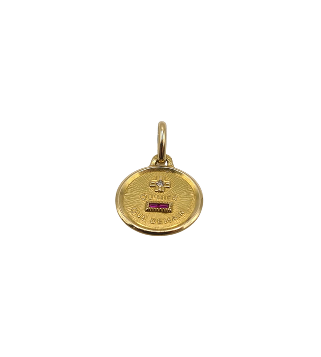 Pendentif or jaune serti d’un diamant et rubis