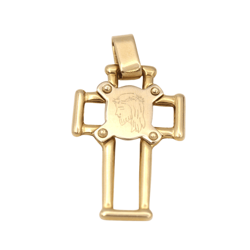 Pendentif Croix sérigraphiée en or 18 carats avec pendentif Christ 58 Facettes E360740A