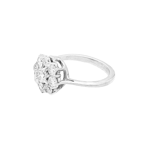 Bague 49 Bague fleur en or blanc et platine sertie de diamants 58 Facettes 34870
