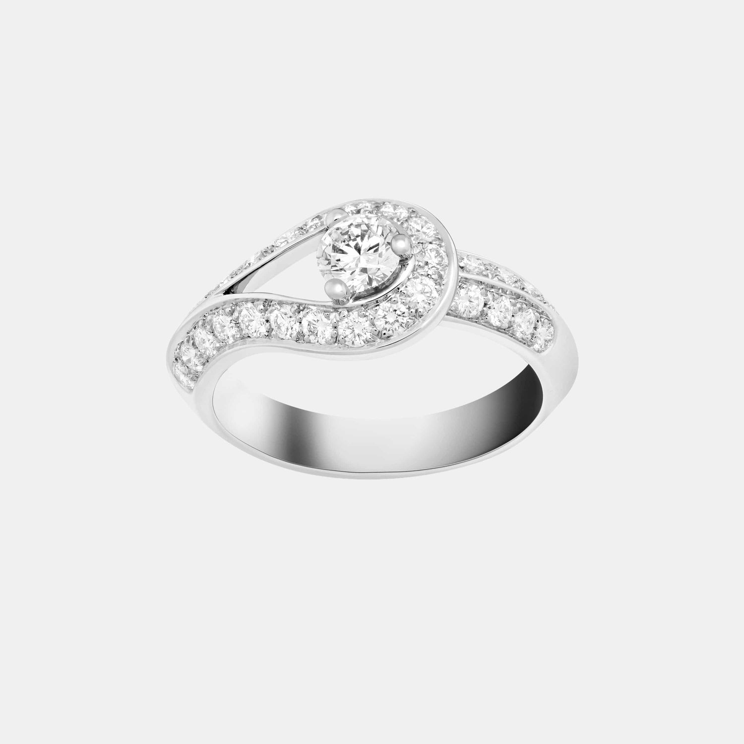 Bague Couture Platine Diamant 0.3ct