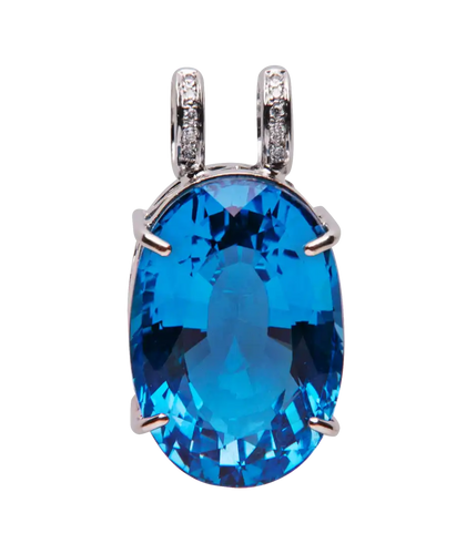 Pendentif Cœur de l’Océan - Pendentif en or blanc 18K topaze bleue et diamants 58 Facettes BO220338/COEURDELOCEAN