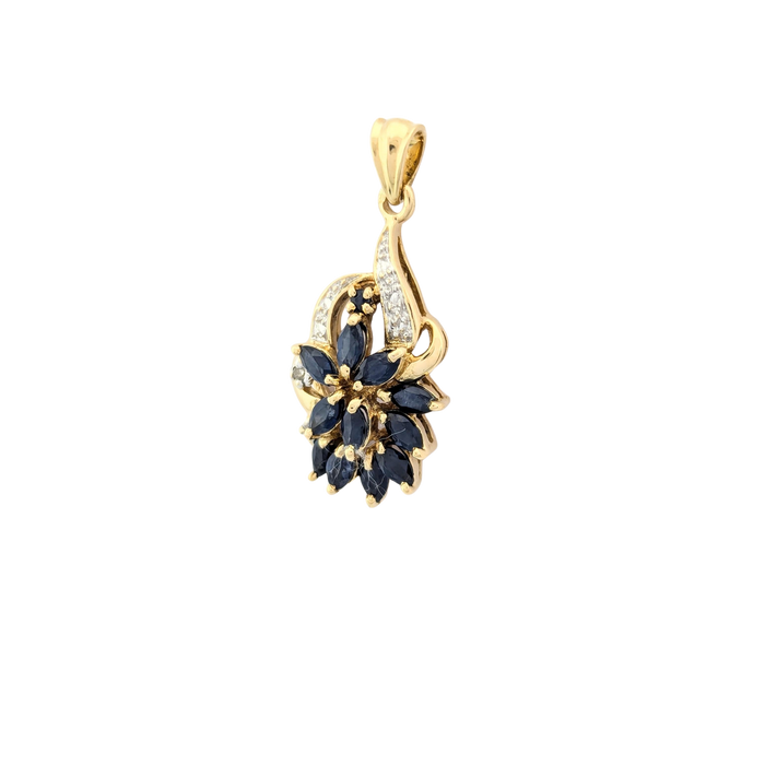 Pendentif en or jaune saphirs et diamants