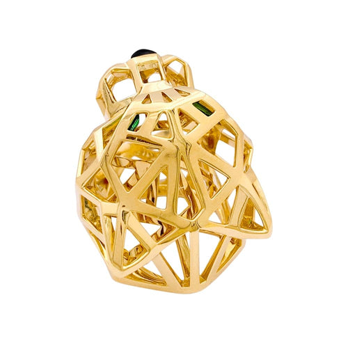 Bague 53 Cartier Panthère de Cartier - Bague en or jaune 750, tsavorites et onyx 58 Facettes 34839