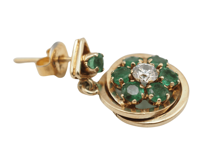 Boucles d'oreilles Boucles d'oreille émeraude marguerite 58 Facettes