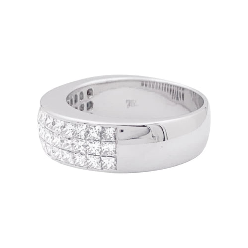 Bague 53 Bague jonc pavée en or blanc 750 et diamants princesse 58 Facettes 33993