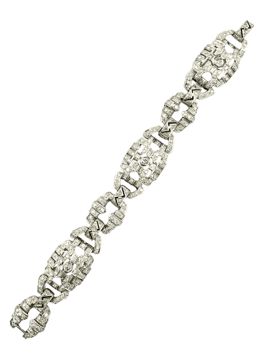 Bracelet Bracelet Art-Déco platine et diamants (8.5ct) 58 Facettes