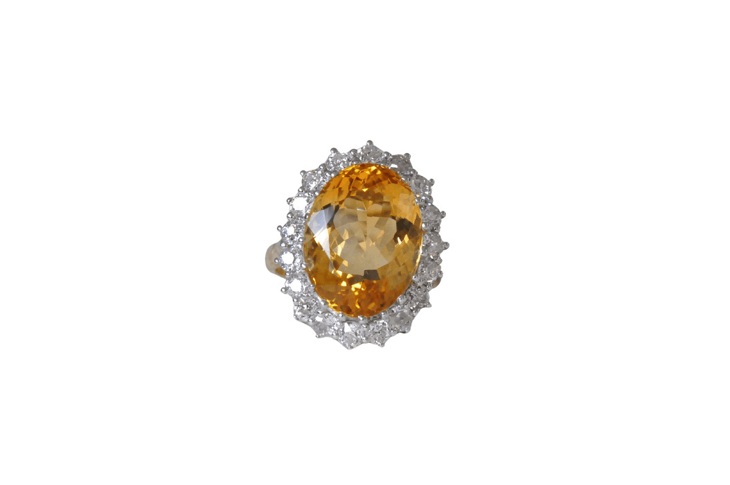 Bague 55 bague ancienne en or jaune avec citrine et diamant 58 Facettes