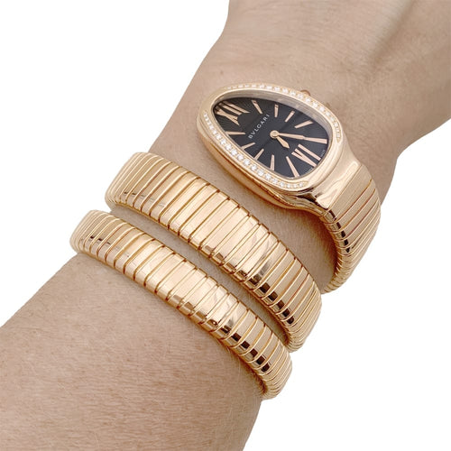 Montre Bulgari Serpenti Tubogas - Montre en or rose et diamants 58 Facettes 34807