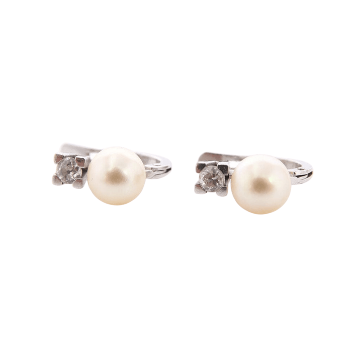 Boucles d'oreilles Boucles d'oreilles "Toi et Moi" Or blanc Perle Diamants 58 Facettes E360522A