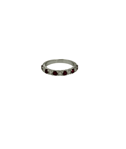 Bague 58 Alliance or blanc diamants rubis 58 Facettes