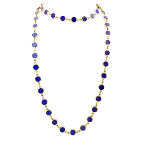 Collier Sautoir or jaune et lapis-lazuli. 58 Facettes 35078