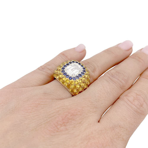 Bague 52 Bague en or blanc 750 sertie de saphirs et diamant brun 58 Facettes 33323