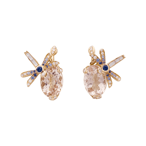 Boucles d'oreilles Dior Gourmande - Boucles d’oreilles en or rose, diamants et saphirs 58 Facettes 34436
