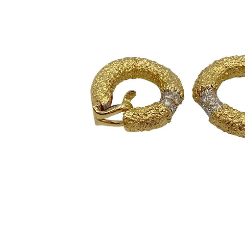 Boucles d'oreilles M. Gérard - Boucles d’oreilles créoles en or jaune et diamants 58 Facettes 32228