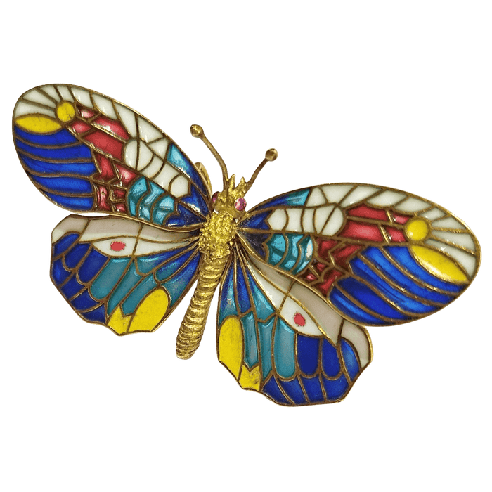 Broche Broche papillon or jaune émail 58 Facettes