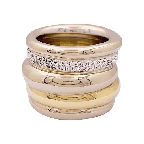Bague 51 Pomellato Tubolare - Bague en or jaune et or blanc avec diamants 58 Facettes 34163